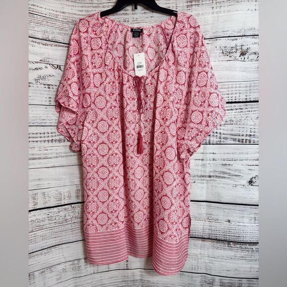Evans Top Womens Plus Size 22/24 peasant Medallion Border Boho Tunic Tassels New - Picture 2 of 14